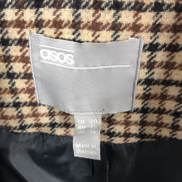 ASOS Check Double Breasted Dad Long Coat - Picture 5 of 11